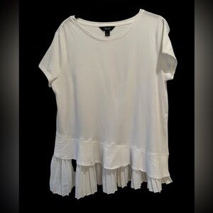 Simply Vera Vera Wang White Pleated Hem Tee – Size L